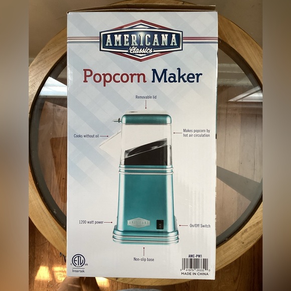 Americana Classics Hot Air Popcorn Maker, Seafoam Blue, NIB - Picture 3 of 4